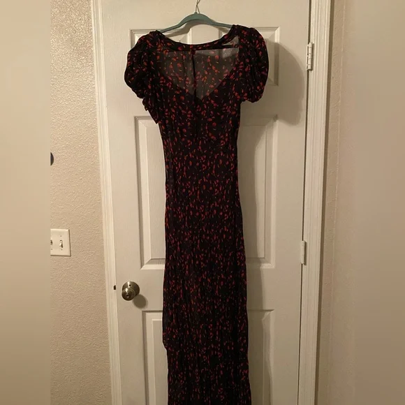 Rat & Boa Red Black Slit Maxi Gown - Picture 3 of 7